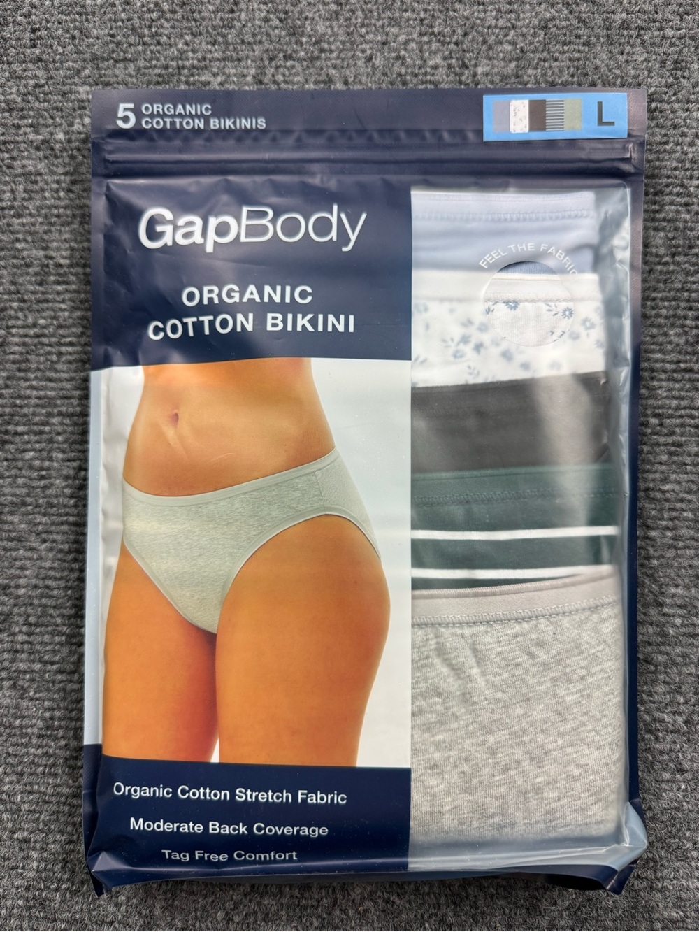 GapBody Women’s Organic Cotton Bikini Panties Large 5-Pack